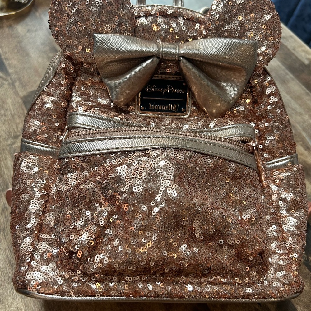 Loungefly Shimmering Bronze Backpack with Bow